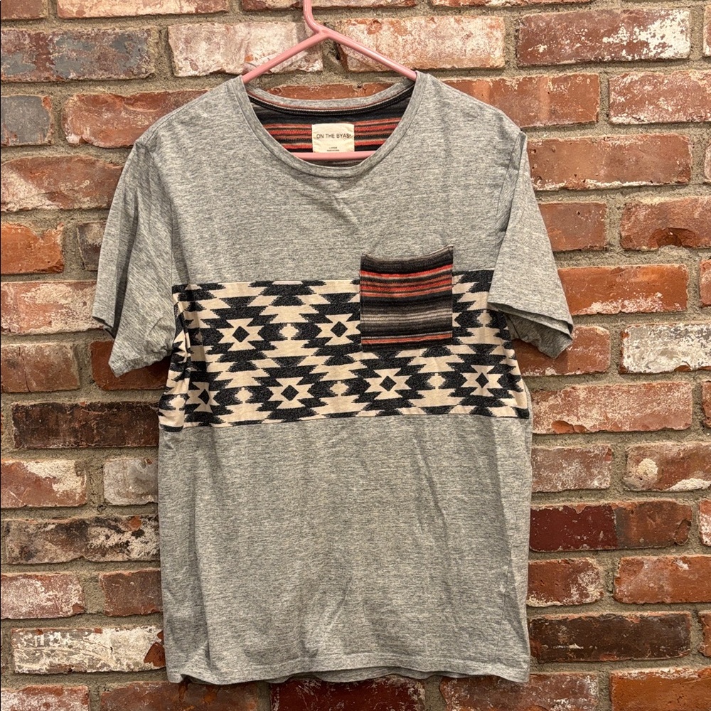 On The Byas Gray Aztec Pattern Men's Tee